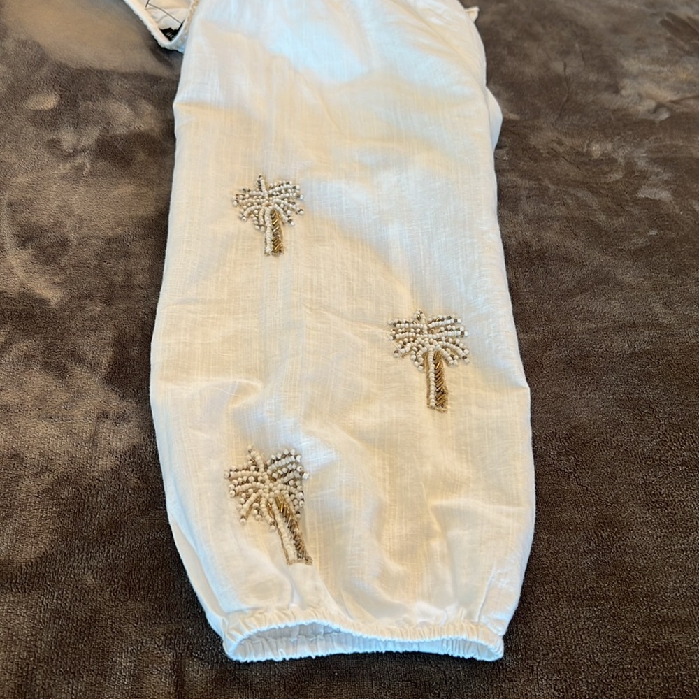 🎉Host Pick🎉Talbots Palm Embellished Linen Cotton Popover - Size 1X - Picture 4 of 15